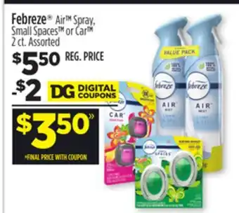 Dollar General Febreze air tm spray, small spaces offer