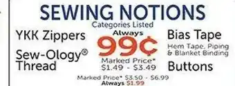 Hobby Lobby Sewing notions offer