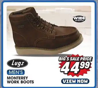 Big 5 Lugz monterey steel toe men's wide work boots offer