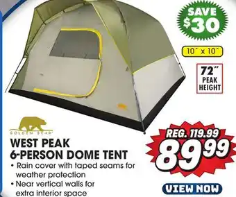Big 5 Golden bear west peak 6-person dome tent offer