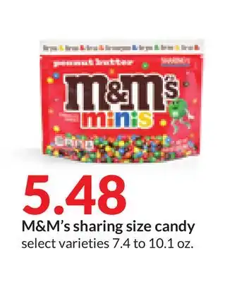 Hy-Vee M & m' s sharing size candy offer