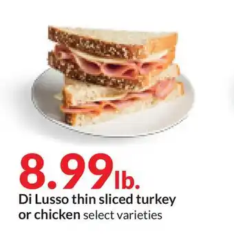 Hy-Vee Di lusso thin sliced turkey or chicken offer