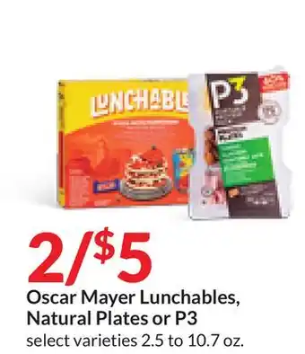 Hy-Vee Oscar mayer lunchables, natural plates or p3 offer