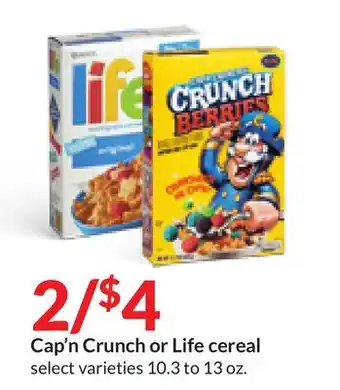Hy-Vee Cap'n crunch or life cereal offer