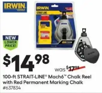 100-Ft Strait-Line Mach6 Chalk Reel With Red Permanent Marking Chalk