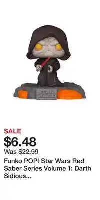 Game Stop Funko pop! star wars red saber series volume 1: darth sidious glow-in-the-dark bobblehead gamestop exclusive offer