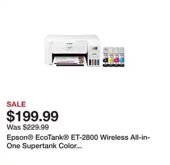 Office Depot Epson ecotank et-2800 wireless all-in-one supertank color printer, white offer
