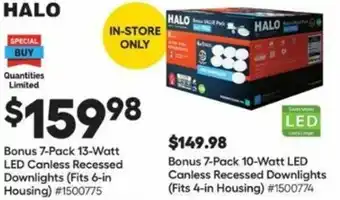 Lowe's Bonus 7-Pack 13-Watt LED Canless Recessed Downlights offer