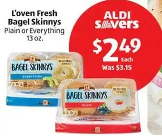 Aldi L'oven Fresh Bagel Skinnys offer