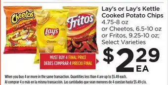 Food 4 Less Lay's or lay's kettle cooked potato chips offer