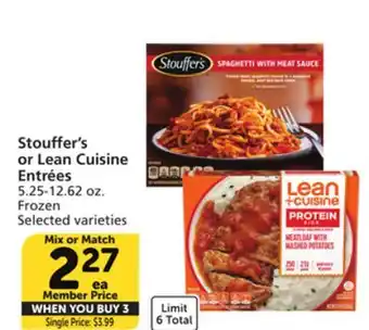 Vons Stouffer's or lean cuisine entrées offer