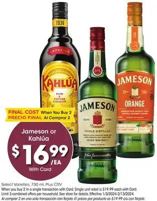 Ralphs Jameson or kahlúa offer