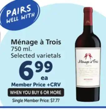 Vons Ménage à trois offer