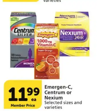 Vons Emergen-c, centrum or nexium offer
