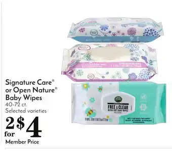 Pavilions Signature care or open nature baby wipes offer