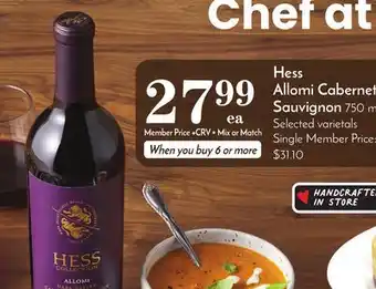 Pavilions Hess allomi cabernet sauvignon offer