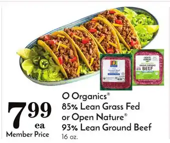 Pavilions O organics 85% lean grass fed or open nature 93% lean ground beef offer