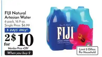 Pavilions Fiji natural artesian water offer