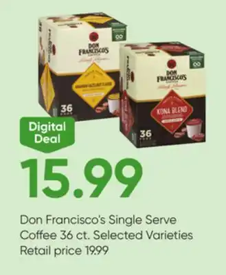 Stater Bros Don francisco's single serve coffee offer