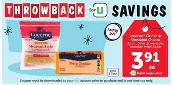 Albertsons Lucerne chunk or shredded cheese offer