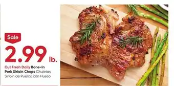 Stater Bros Bone-in pork sirloin chops offer