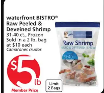 Albertsons Waterfront bistro raw peeled & deveined shrimp offer