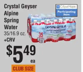 Smart & Final Crystal geyser alpine spring water offer
