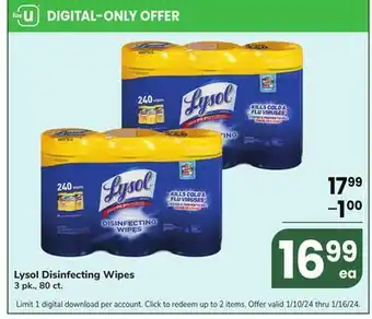 Jewel-Osco Lysol disinfecting wipes offer