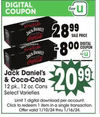 Jewel-Osco Jack daniel's & coca-cola offer