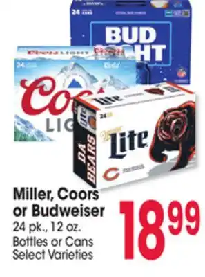 Jewel-Osco Miller, coors or budweiser or budweiser offer