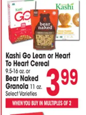 Jewel-Osco Kashi go lean or heart to heart cereal 9.5-16 oz. or bear naked granola 11 oz offer