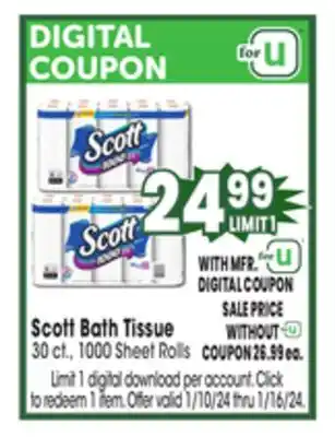 Jewel-Osco Scott bath tissue offer