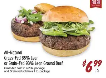 Sprouts Farmers Market All-natural grass-fed 85% lean or grain-fed 93% lean ground beef offer