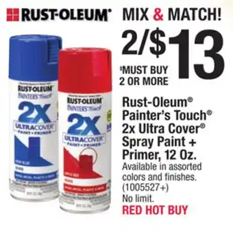 Ace Hardware Rust-oleum painter's touch 2x ultra cover spray paint + primer, 12 oz offer