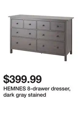 Ikea Hemnes 8-drawer dresser, dark gray stained offer