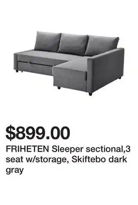 Ikea Friheten sleeper sectional,3 seat w/storage, skiftebo dark gray offer