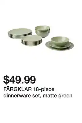 Ikea Färgklar 18-piece dinnerware set, matte green offer