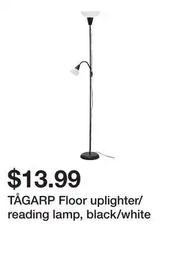 Ikea Tågarp floor uplighter/reading lamp, black/white offer