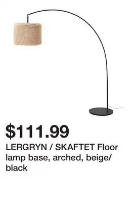 Ikea Lergryn / skaftet floor lamp base, arched, beige/black offer