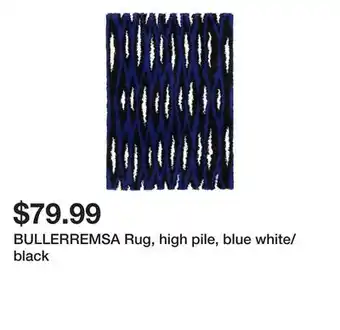 Ikea Bullerremsa rug, high pile, blue white/black offer
