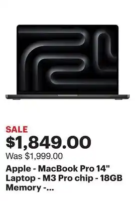 Best Buy Apple - macbook pro 14 laptop - m3 pro chip - 18gb memory - 14-core gpu - 512gb ssd (latest model) - space black offer