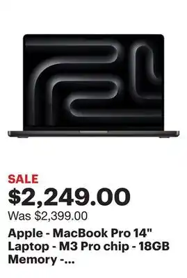 Best Buy Apple - macbook pro 14 laptop - m3 pro chip - 18gb memory - 18-core gpu - 1tb ssd (latest model) - space black offer