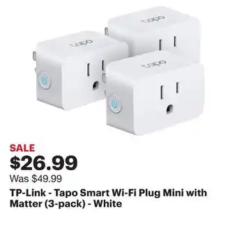 Best Buy Tp-link - tapo smart wi-fi plug mini with matter (3-pack) - white offer