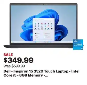 Best Buy Dell - inspiron 15 3520 touch laptop - intel core i5 - 8gb memory - 256gb ssd - carbon black offer