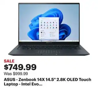 Best Buy Asus - zenbook 14x 14.5 2.8k oled touch laptop - intel evo platform i7-13700h - 16gb memory - 512gb ssd - inkwell gray offer
