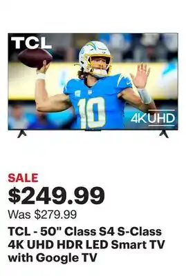 Best Buy Tcl - 50 class s4 s-class 4k uhd hdr led smart tv with google tv offer