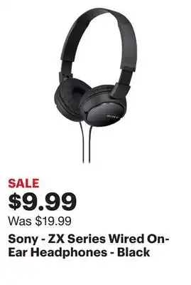 Best Buy Sony - zx series wired on-ear headphones - black offer