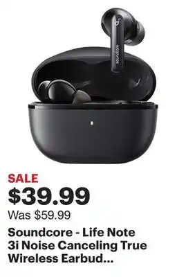 Best Buy Soundcore - life note 3i noise canceling true wireless earbud headphones by anker - black offer