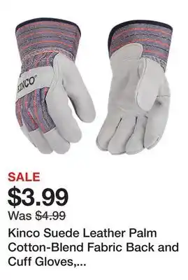 Tractor Supply Company Kinco suede leather palm cotton-blend fabric back and cuff gloves, 1 pair offer