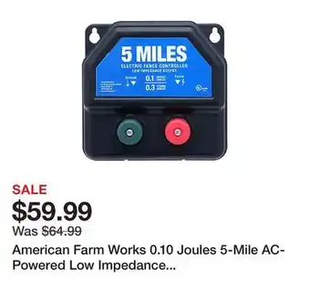 Tractor Supply Company American farm works 0.10 joules 5-mile ac-powered low impedance electric fence charger, 6,000v output voltage offer